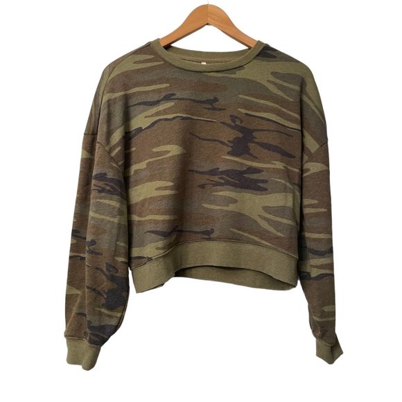 NWOT Z Supply Cohorts Camo Print Long Sleeved Cropped Sweatshirt - Picture 4 of 6